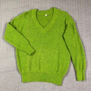4/$15 Sweater Women Medium Green V Neck Classic Preppy Pullover Knit